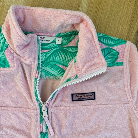 Vineyard Vines Banana Leaf Terry Relaxed Shep Shirt Pink Green Small - Picture 5 of 7
